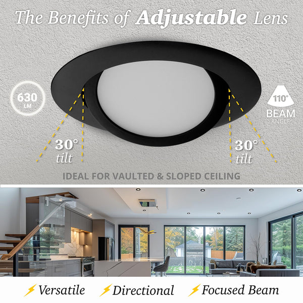 4-Inch Gimbal LED Recessed Light – 5CCT Selectable, Dimmable, Canless, 6-Pack