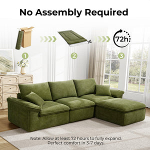 120" Modular Sectional Sofa with Ottoman – Deep Seat Cloud Couch