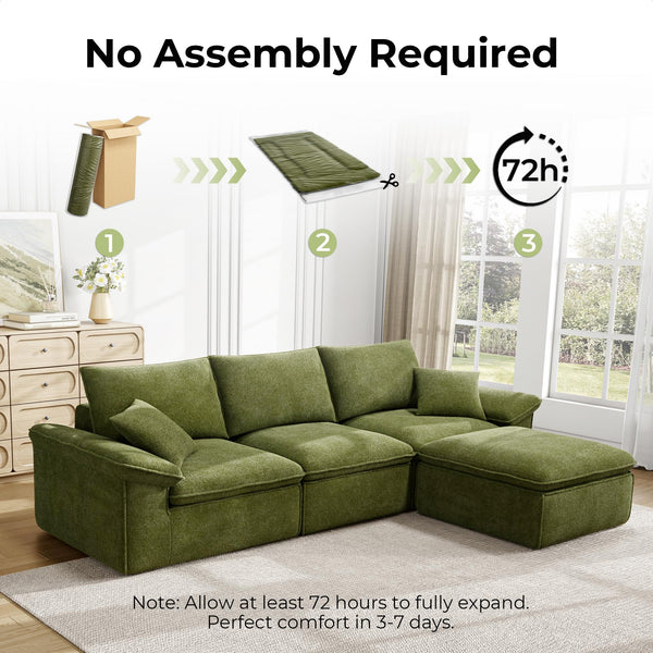 120" Modular Sectional Sofa with Ottoman – Deep Seat Cloud Couch