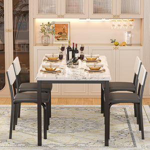 5-Piece Extendable Dining Table Set with 4 Upholstered Chairs