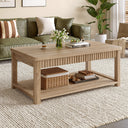 Wave-Edge Coffee Table with 2-Tier Storage