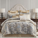 California King Chenille Jacquard Damask Comforter Set – 4 Piece