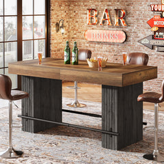 62.2" Industrial Counter Height Bar Table
