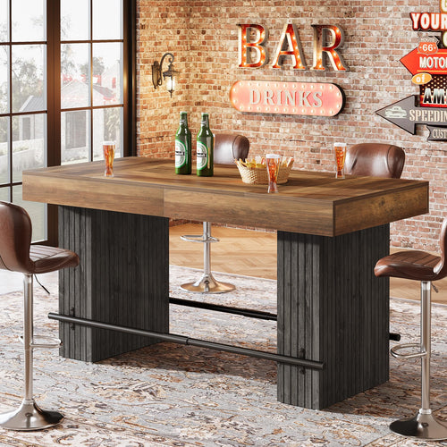 62.2" Industrial Counter Height Bar Table