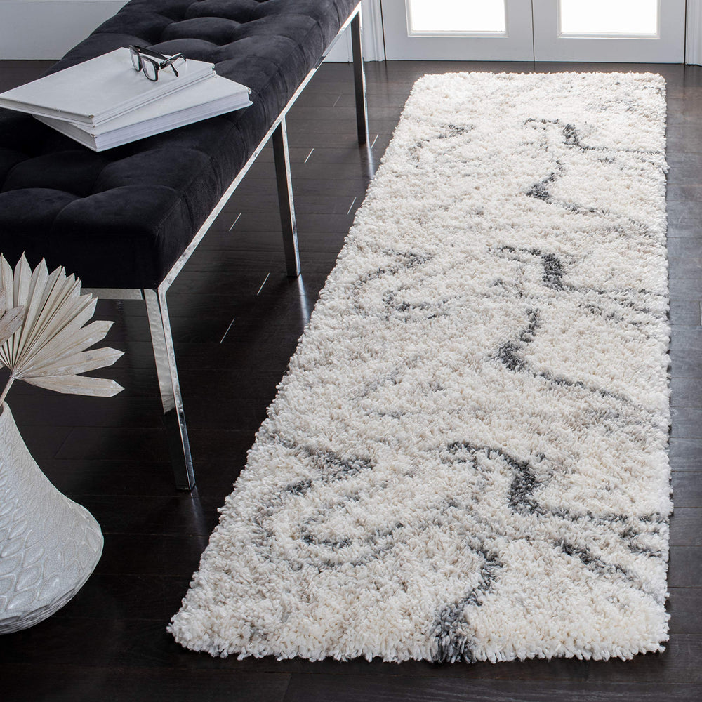 Shag Runner Rug 2'3" x 10' – Ivory & Grey