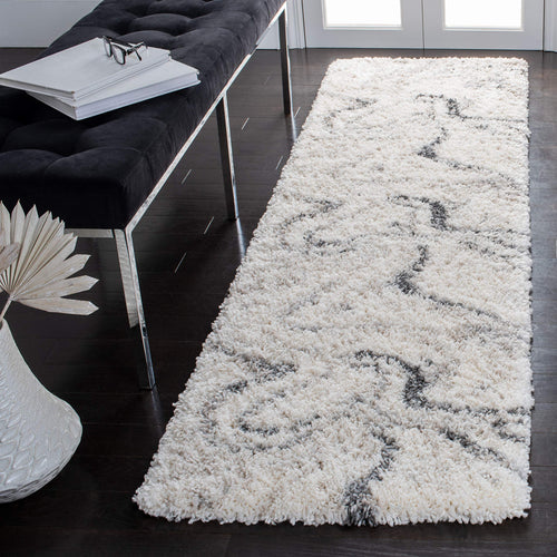 Shag Runner Rug 2'3" x 10' – Ivory & Grey