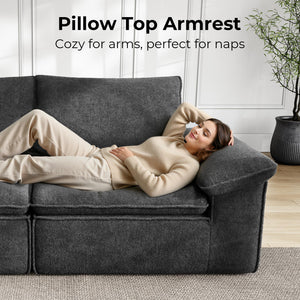 120" Modular Sectional Sofa with Ottoman & Teddy Upholstery