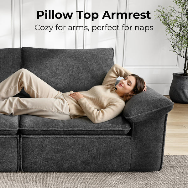 120" Modular Sectional Sofa with Ottoman & Teddy Upholstery
