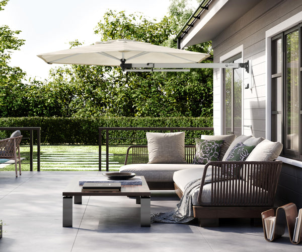 9FT Hexagon Wall Mount Patio Umbrella with Gas-Assisted Opening