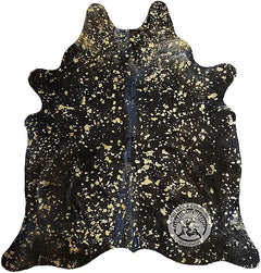 Metallic Cowhide Area Rug – Genuine Leather, 6x7-8 Ft