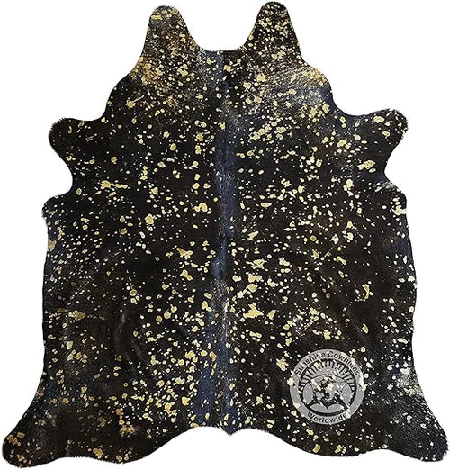 Metallic Cowhide Area Rug – Genuine Leather, 6x7-8 Ft