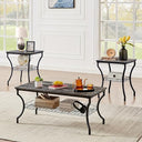 3-Piece Living Room Coffee Table Set with Storage Shelves