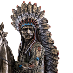 Cold Cast Bronze Chief Sitting Bull on Horseback Statue