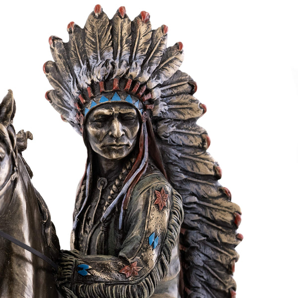 Cold Cast Bronze Chief Sitting Bull on Horseback Statue