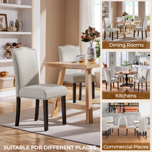 Fabric Dining Chairs with Solid Wood Legs