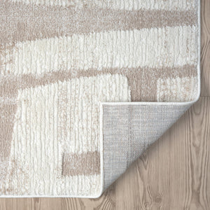 Cream Block Pattern Area Rug