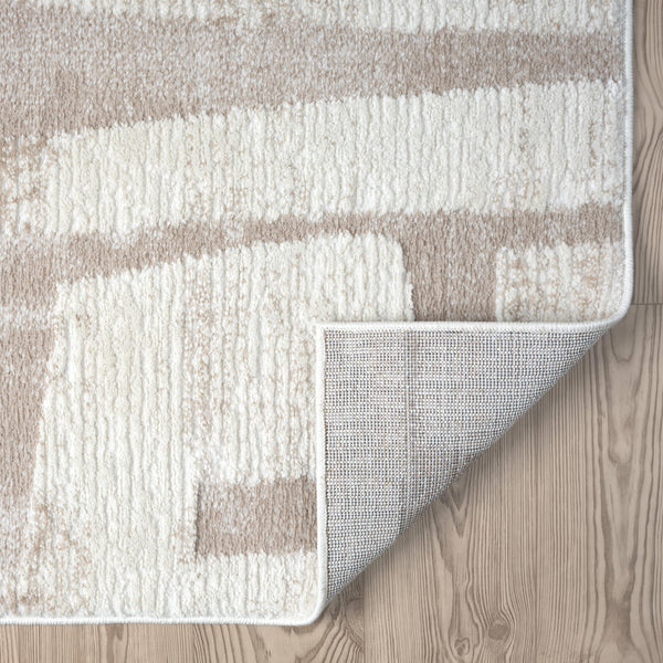 Cream Block Pattern Area Rug