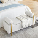 Upholstered Storage Ottoman Bench with Cylindrical Arms