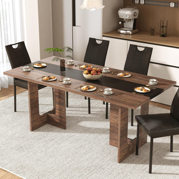 7-Piece Dining Table & Chairs Set – 71" Rectangle Table with 6 Upholstered Chairs