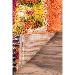 Moroccan Shag Area Rug – Multi-Color Trellis, Power-Loomed Polypropylene
