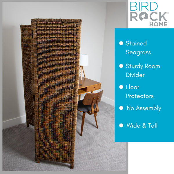 3 Panel Seagrass Room Divider – Foldable Privacy Screen