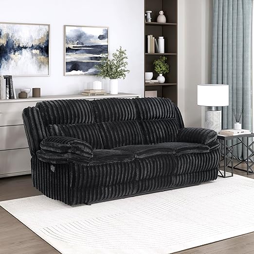 Corduroy Reclining Sofa Set with Pillow Top Arms & Pocket Coil Cushions