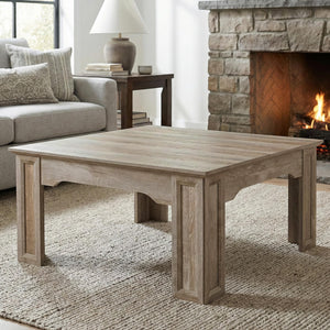 Square Farmhouse Coffee Table with Carved Legs