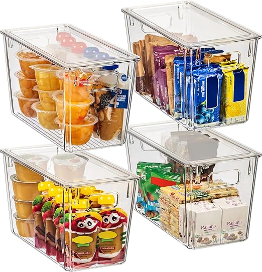 Clear Plastic Storage Bins with Lids – Kitchen, Pantry & Fridge Organizer