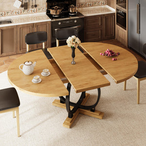 Extendable Round Dining Table for 4–6 | MDF Top & Metal X-Base