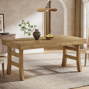 63-Inch Rectangular Dining Table for 4–6 People — Light Brown