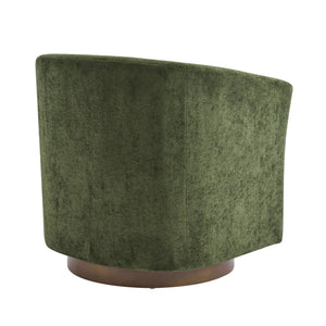 Velvet Swivel Barrel Accent Chair with Wood Frame