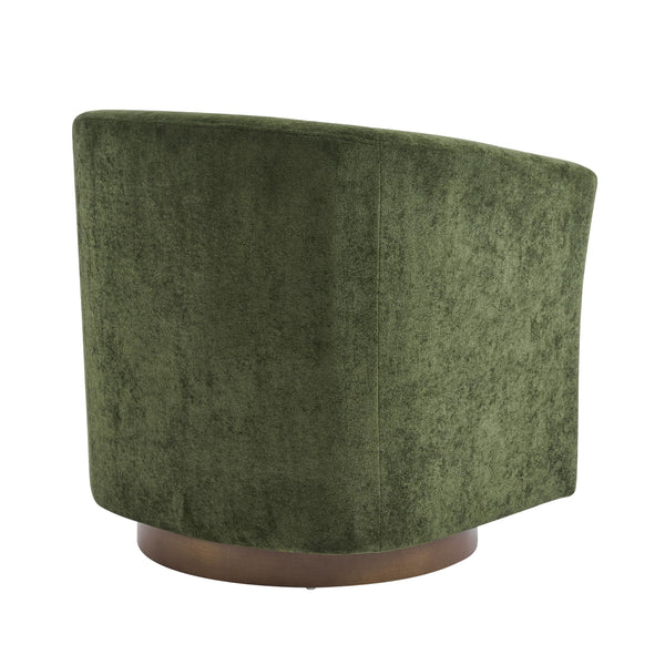 Velvet Swivel Barrel Accent Chair with Wood Frame