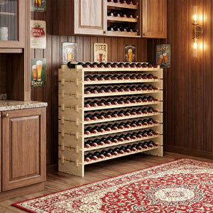 Wooden Wine Rack Freestanding Stackable – 72 or 96 Bottle