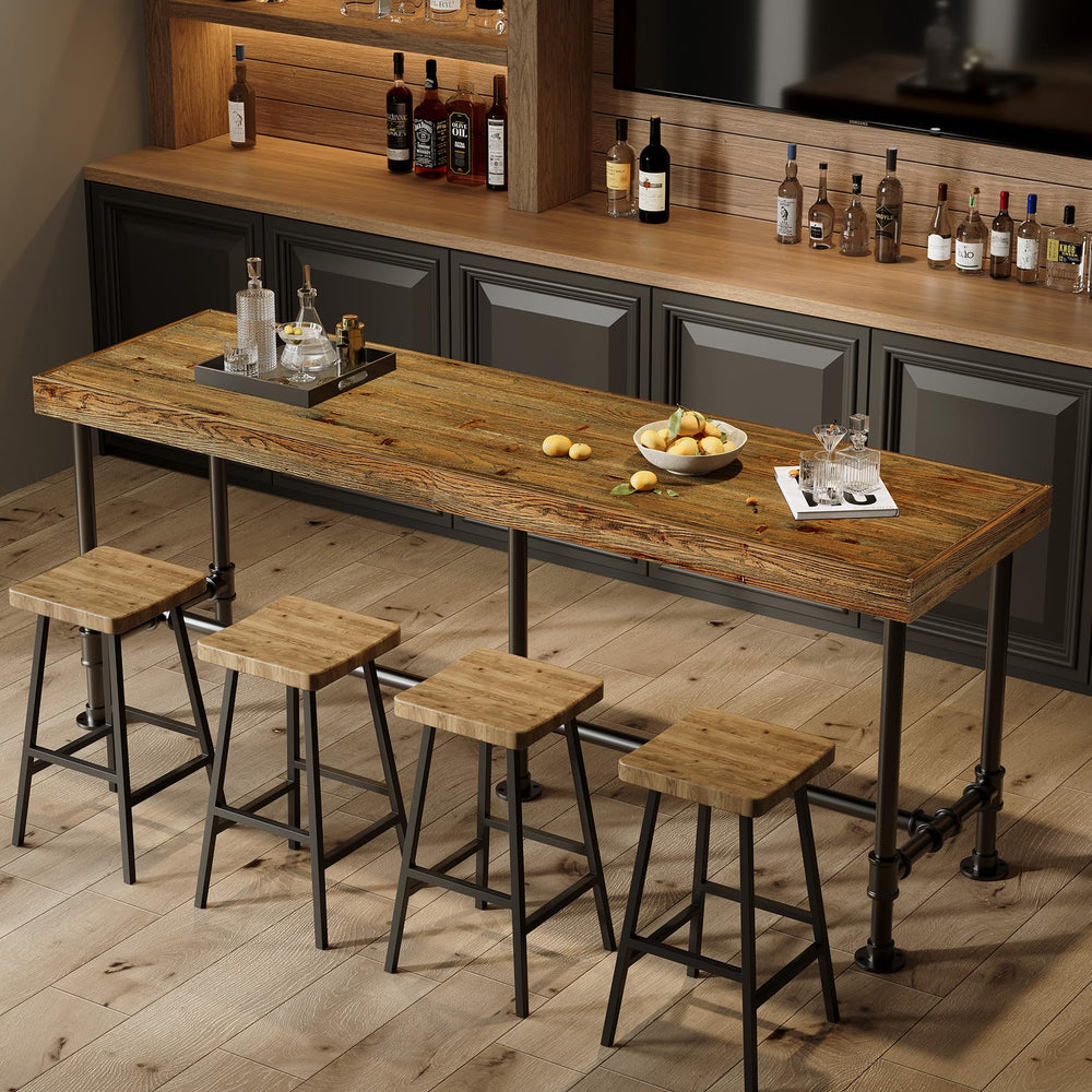 Solid Wood Bar Table 70.9" | Seats 6-8 | Industrial Style