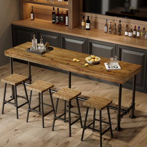 Solid Wood Bar Table 70.9" | Seats 6-8 | Industrial Style