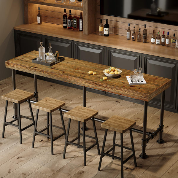 Solid Wood Bar Table 70.9" | Seats 6-8 | Industrial Style