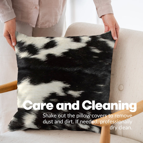 Cowhide Throw Pillows 18x18 – Set of 2 with Poly Insert