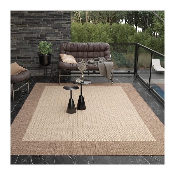 Indoor Outdoor Checkered Flatweave Area Rug 5'3" x 7'6"