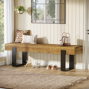 63" Farmhouse Entryway Bench with Metal Legs