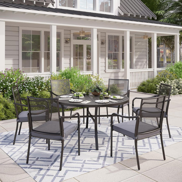 Outdoor Patio Dining Set with Textilene Chairs & Rectangular Table
