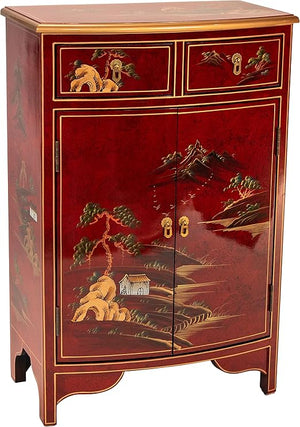 Chinese Lacquer Storage Cabinet with Mother of Pearl Inlay