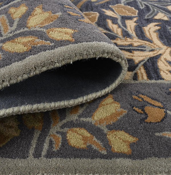 Hand-Tufted Wool Area Rug 5x8 Floral Traditional Beige Blue