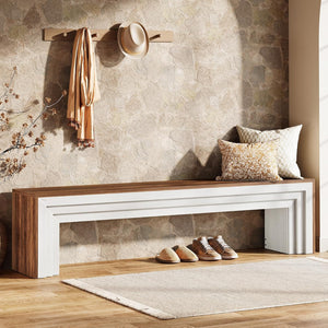 71" Extra Long Entryway Bench, Modern Farmhouse Style