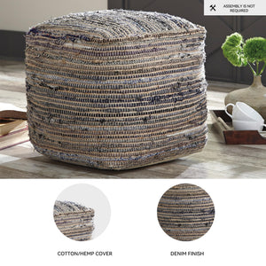 Cotton & Hemp Square Pouf Ottoman
