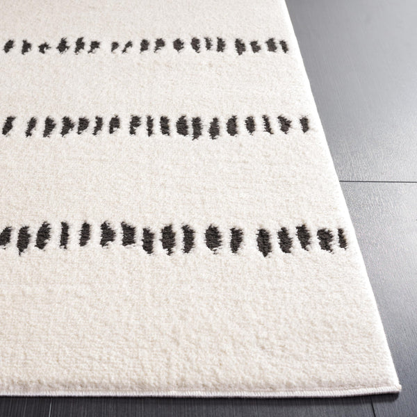 Ivory & Black Geometric Area Rug – 10' x 14' Rectangular