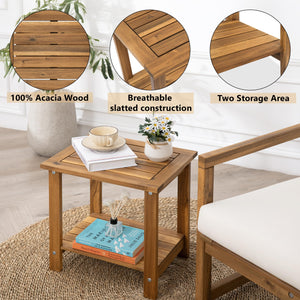 Acacia Wood 2-Tier Side Table