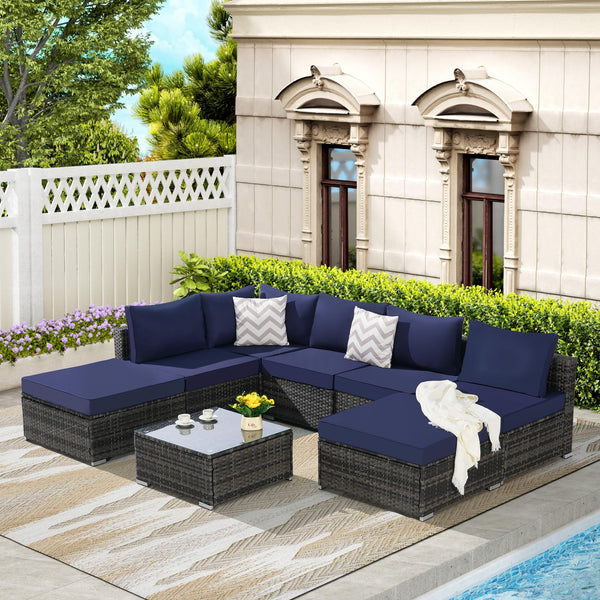 8-Piece Outdoor Patio Sectional Sofa Set
