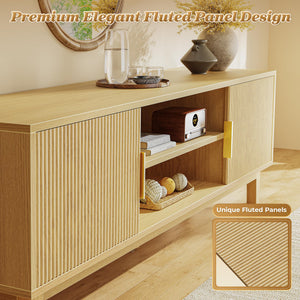 54" Fluted TV Stand with Cabinets & Adjustable Shelf