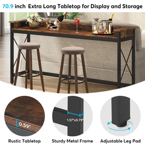 Sofa Console Table with Outlets & USB Ports – 70.9" Extra Long