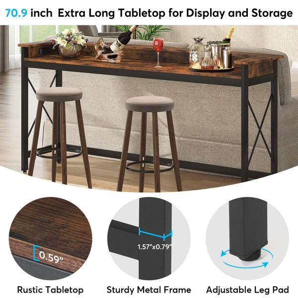 Sofa Console Table with Outlets & USB Ports – 70.9" Extra Long